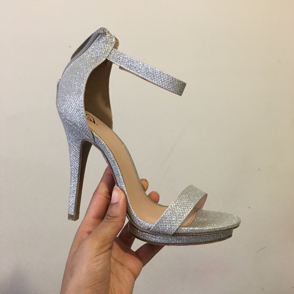Sparkly silver heels